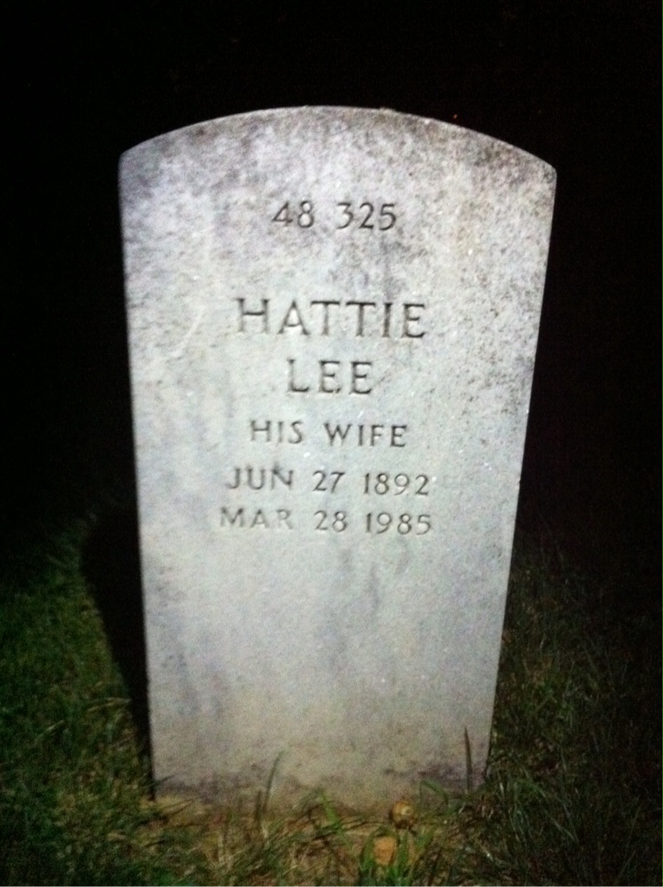 Back of headstone — Hattie Mckee