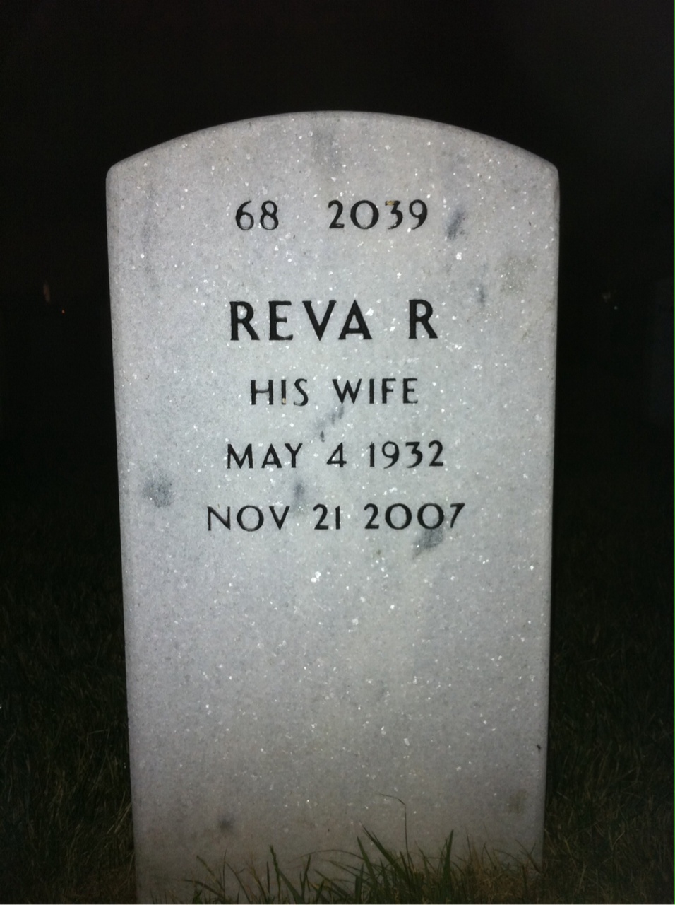 Back of headstone — Roland Graham