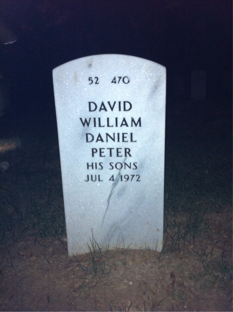 Back of headstone — Gordon Hollobaugh