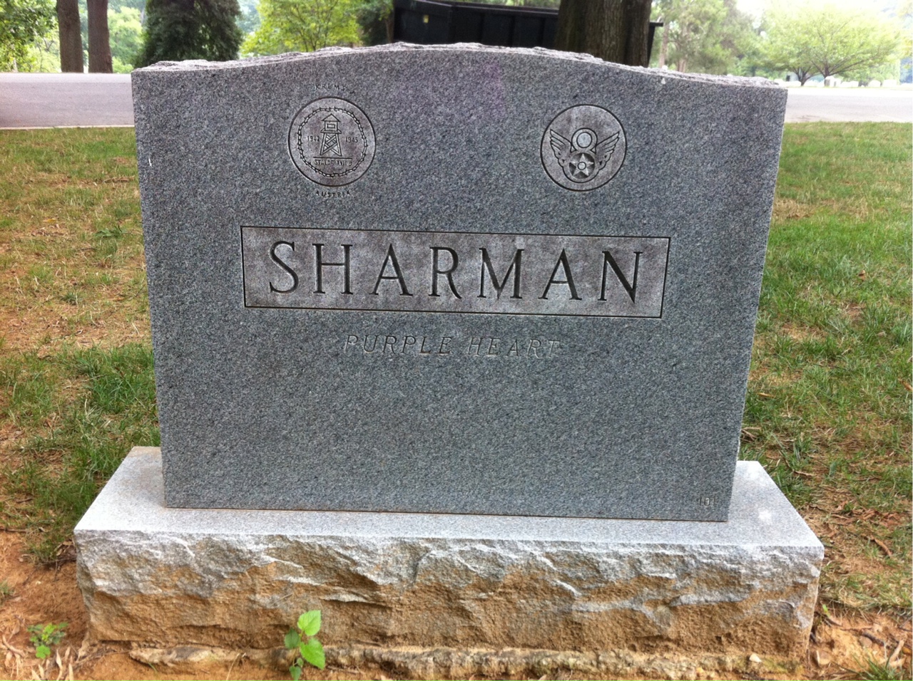 Back of headstone — David Sharman