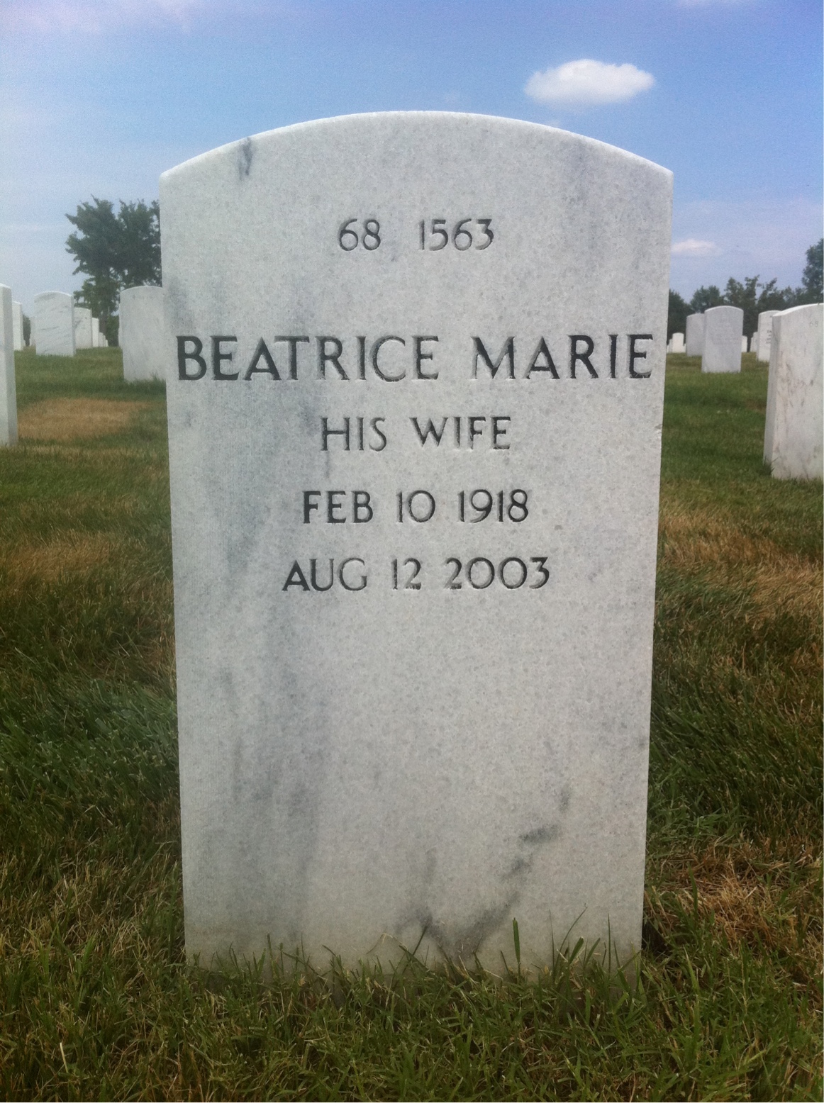 Back of headstone — William Tanski