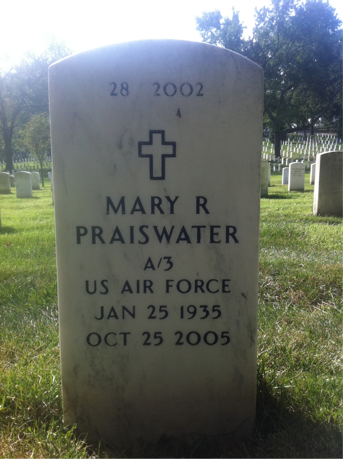 Back of headstone — Eldon Praiswater