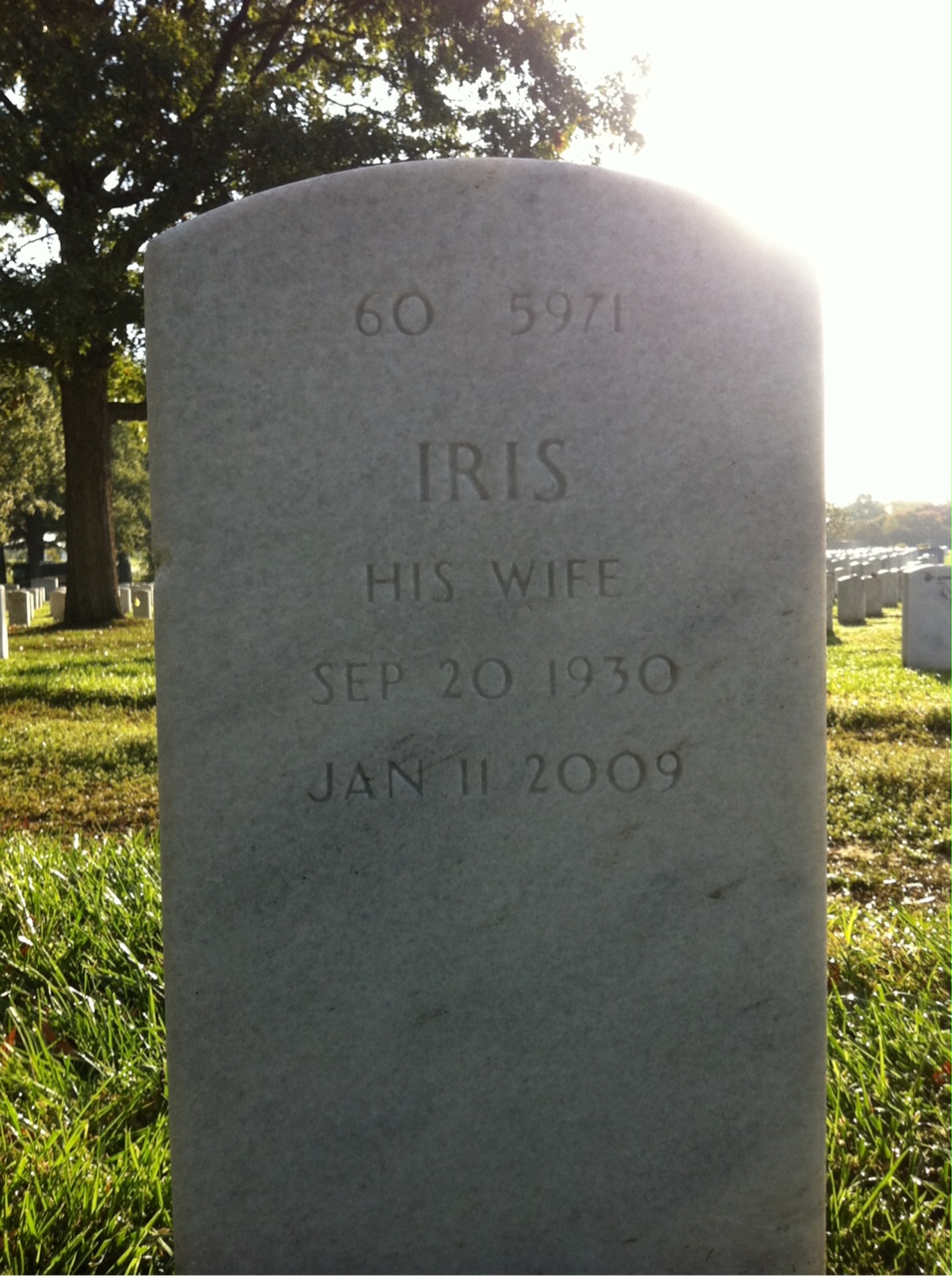 Back of headstone — Laurel Hanson