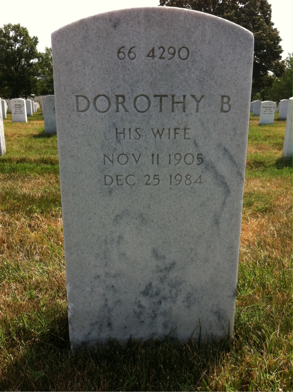 Back of headstone — Arthur Allen