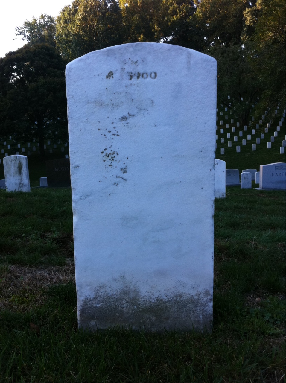 Back of headstone — Ernest Moriarty