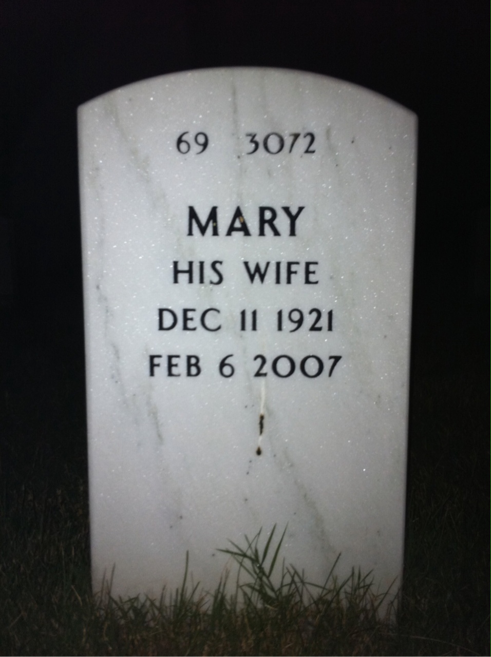 Back of headstone — Victor Mauldin