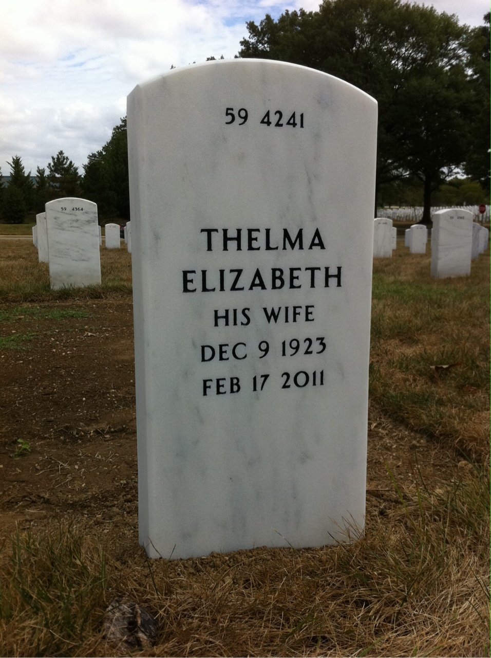 Back of headstone — Walter Arthur Lacey