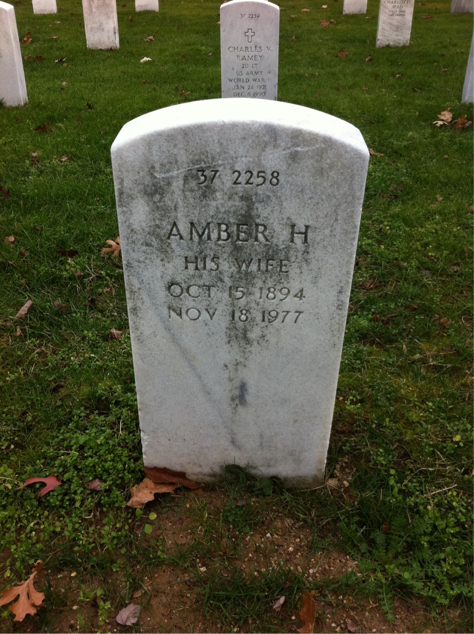 Back of headstone — Amber Messinger