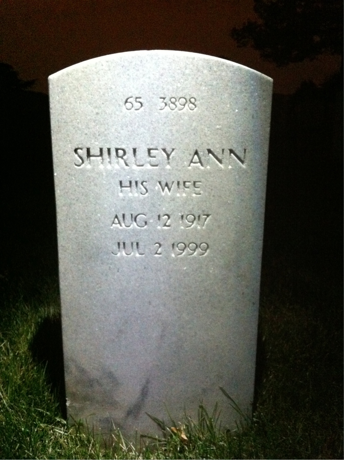 Back of headstone — Paul Ashley
