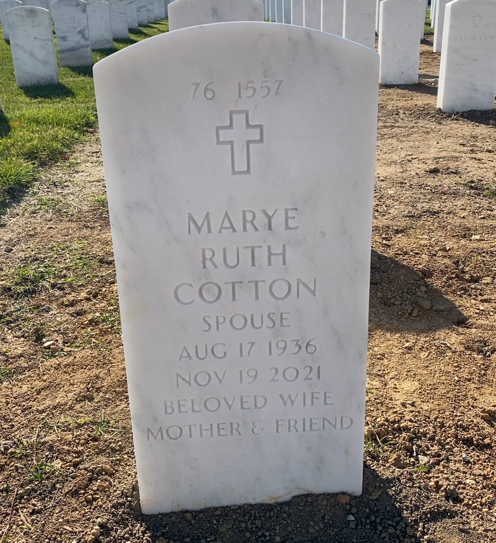 Back of headstone — William Robert Cotton