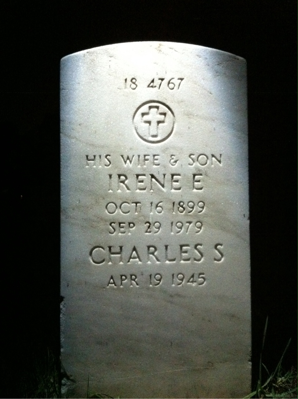 Back of headstone — Irene Murrell