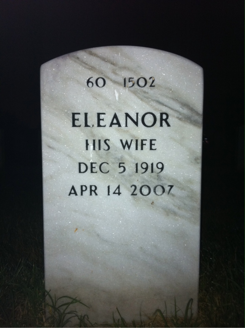 Back of headstone — Allen Radcliffe