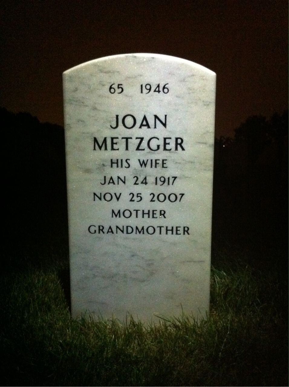 Back of headstone — Frederick Barkalow
