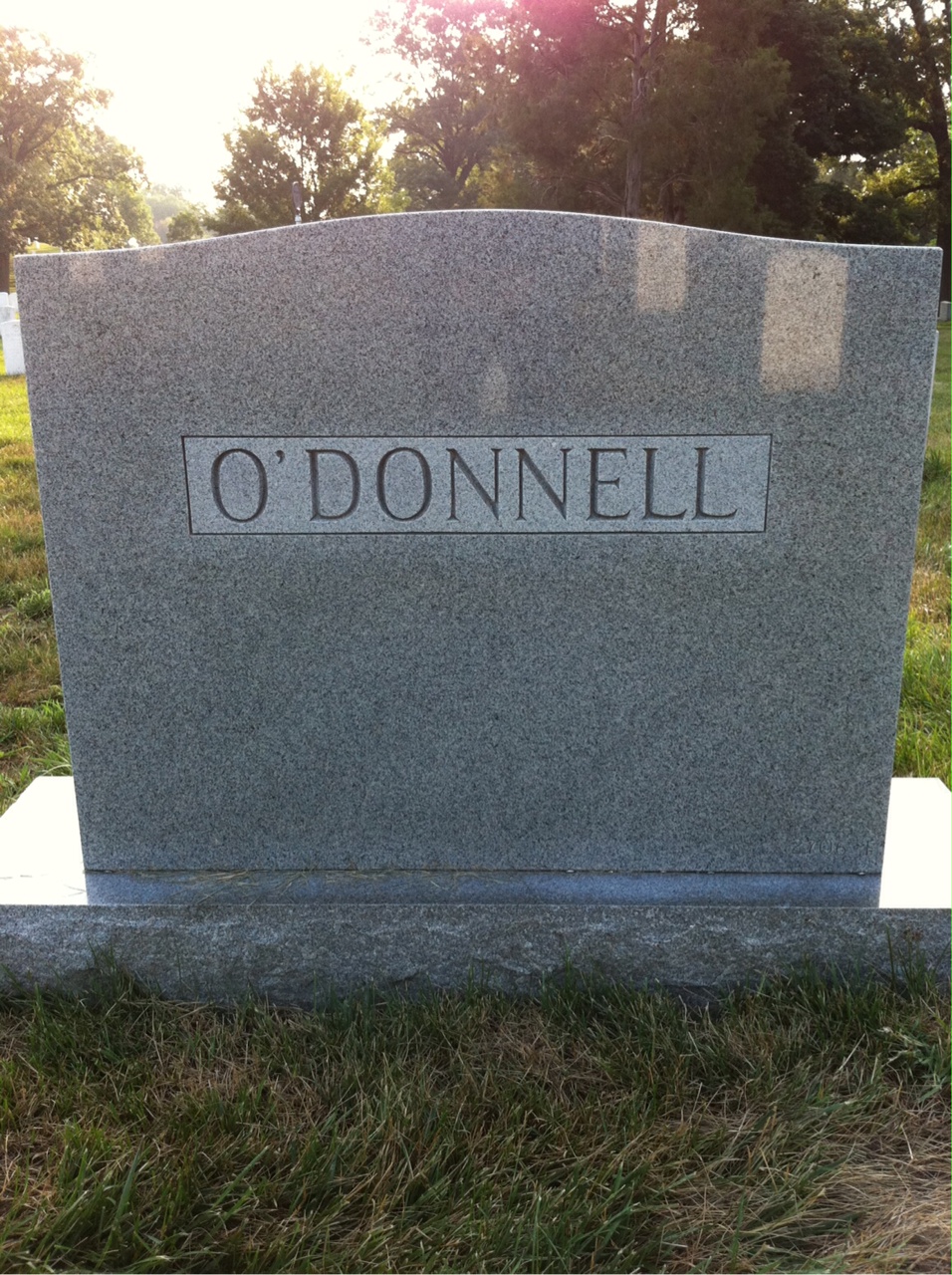 Back of headstone — James O'Donnell