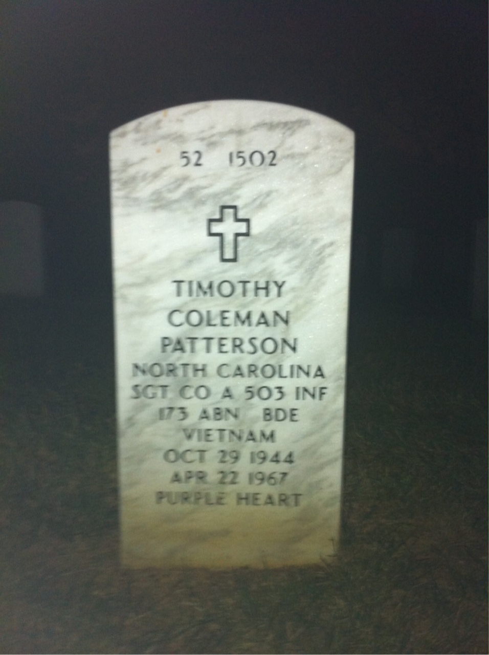 Back of headstone — Harry Patterson