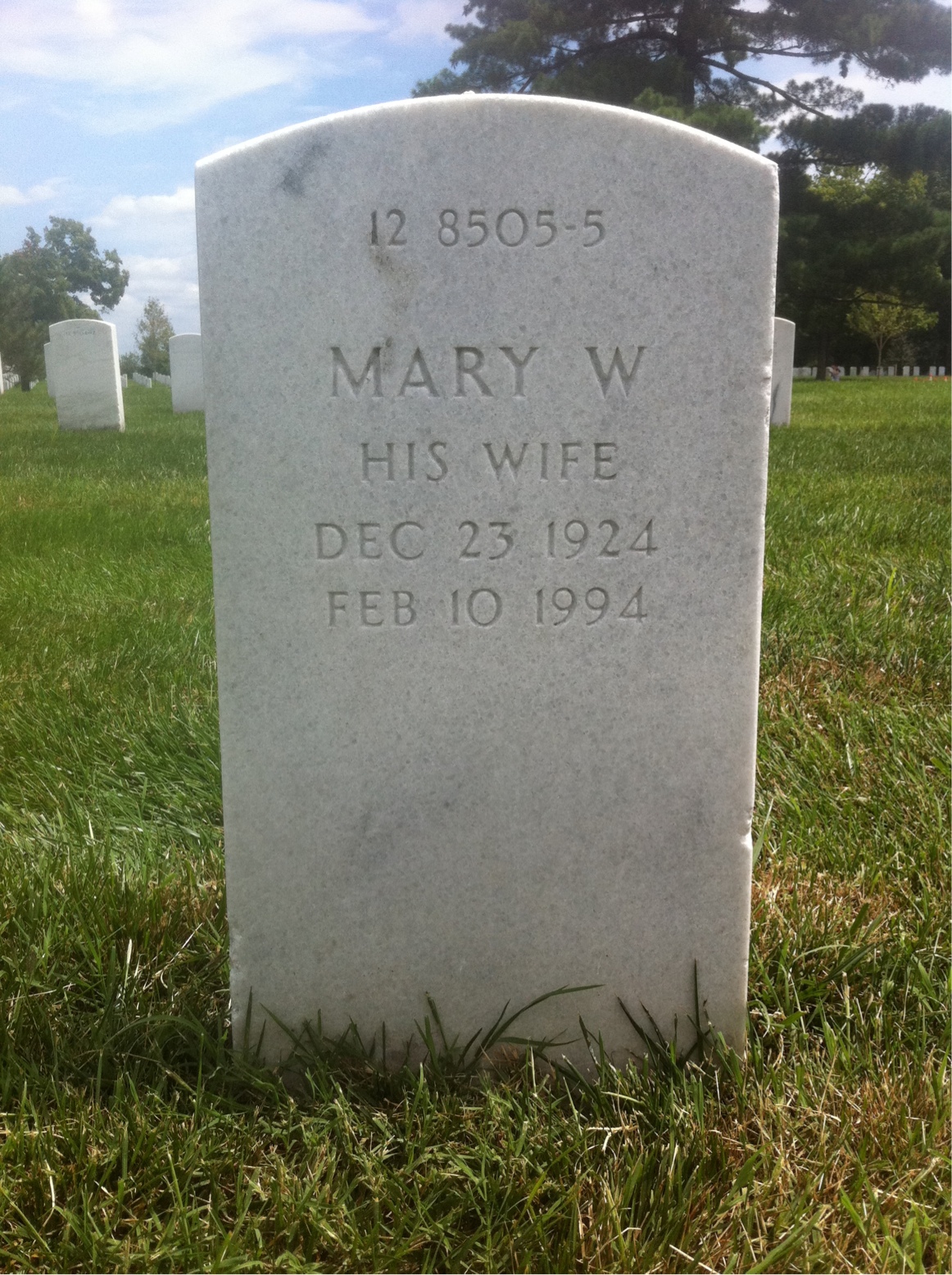 Back of headstone — Mary Benson