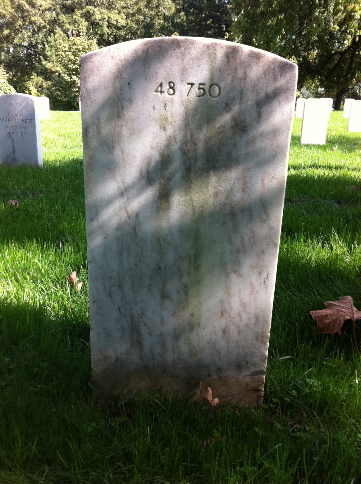 Back of headstone — Charles Myers