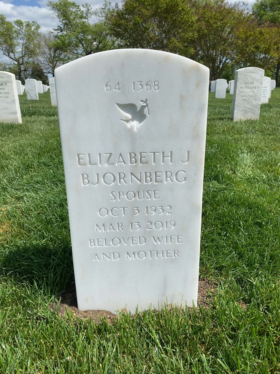 Back of headstone — Clarence Bjornberg