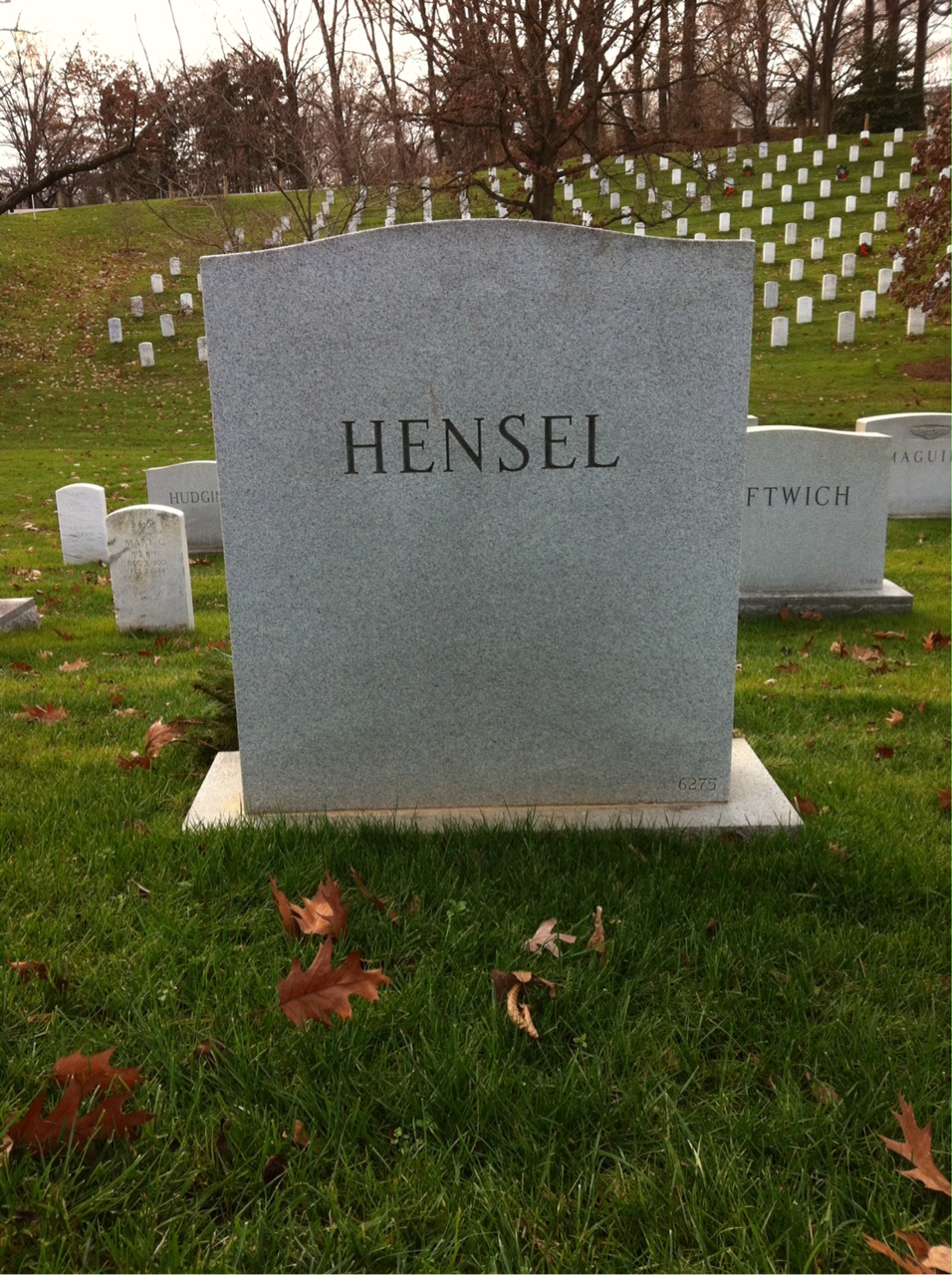 Back of headstone — William Hensel