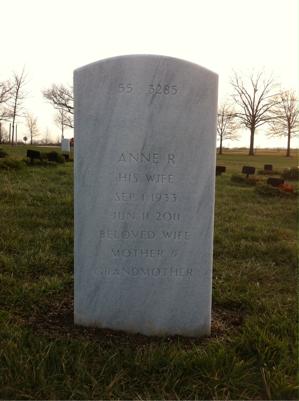 Back of headstone — Thomas Assalone