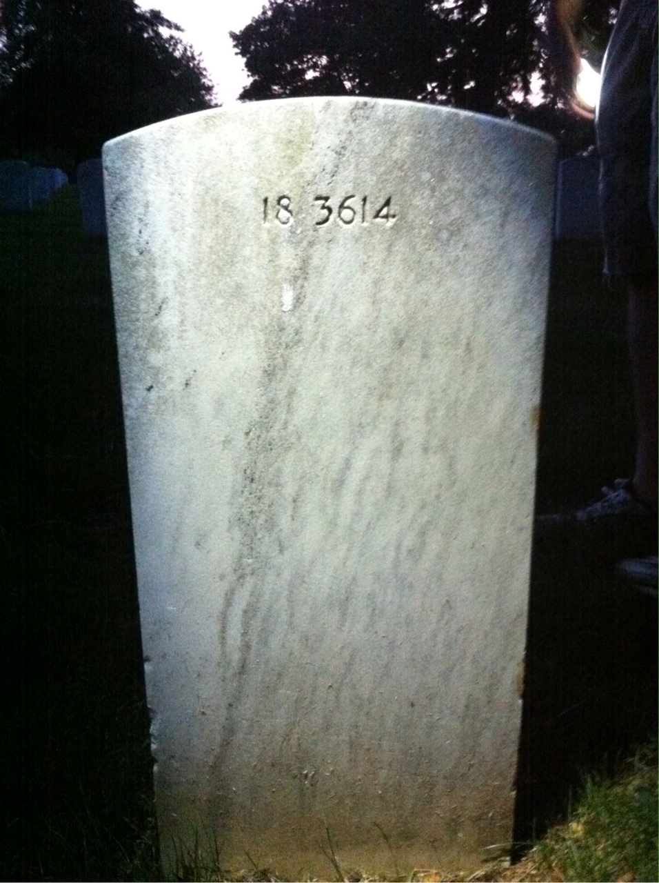 Back of headstone — Fred Cox