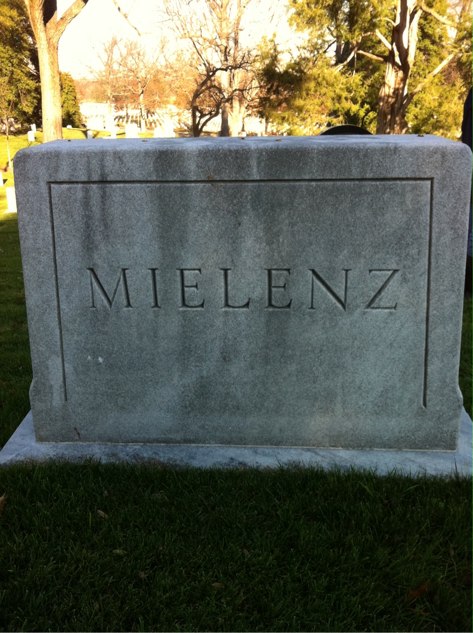 Back of headstone — Lloyd Mielenz