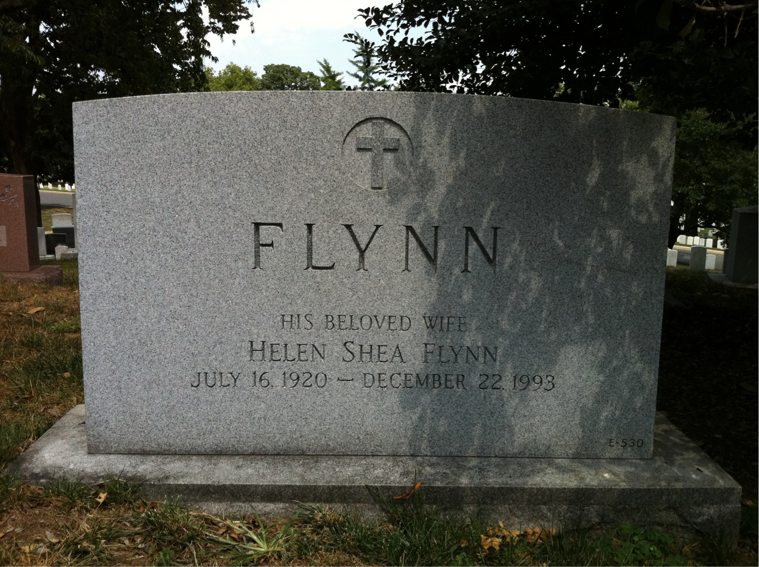 Back of headstone — Edmund Flynn