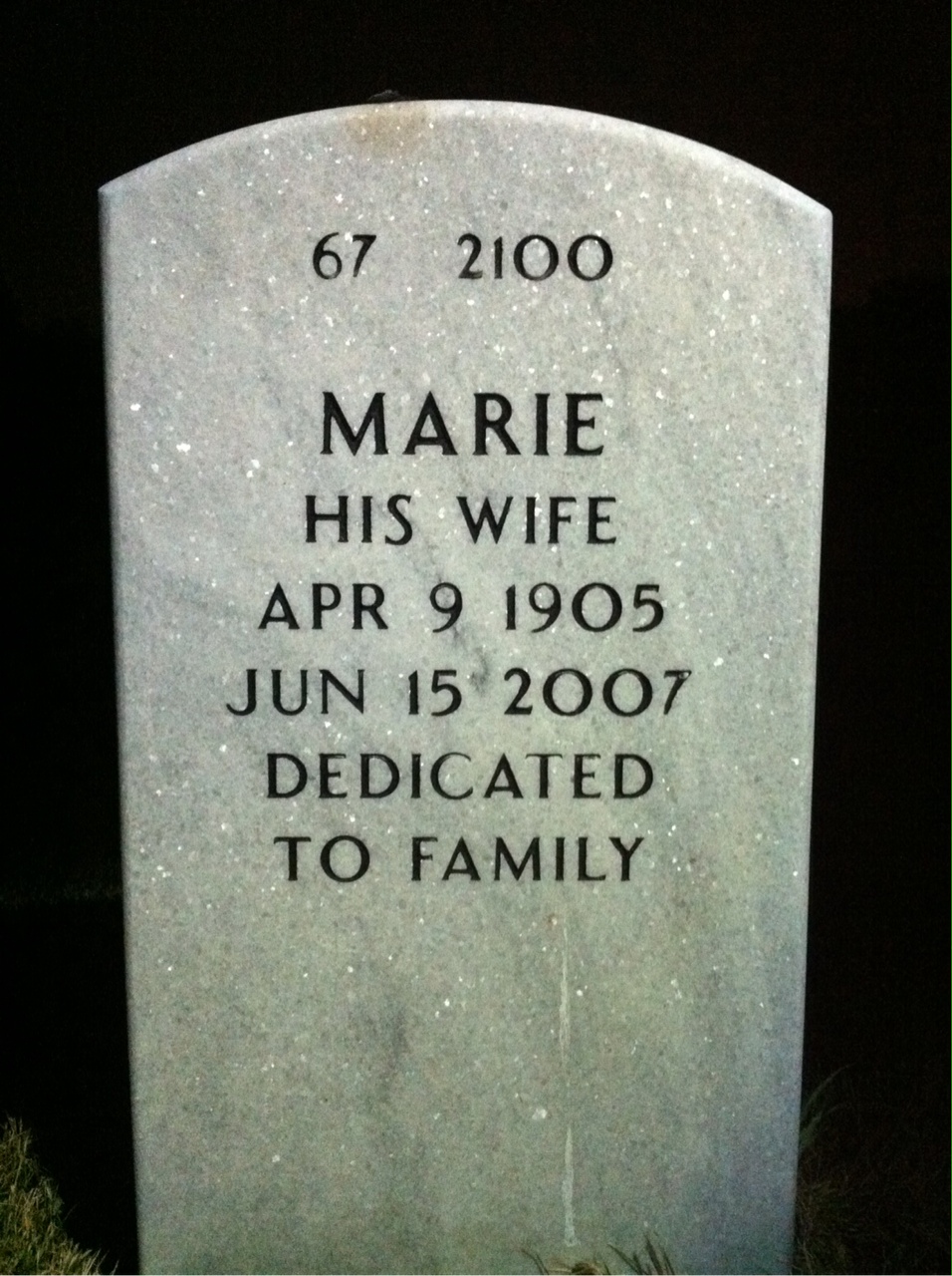 Back of headstone — John Timony