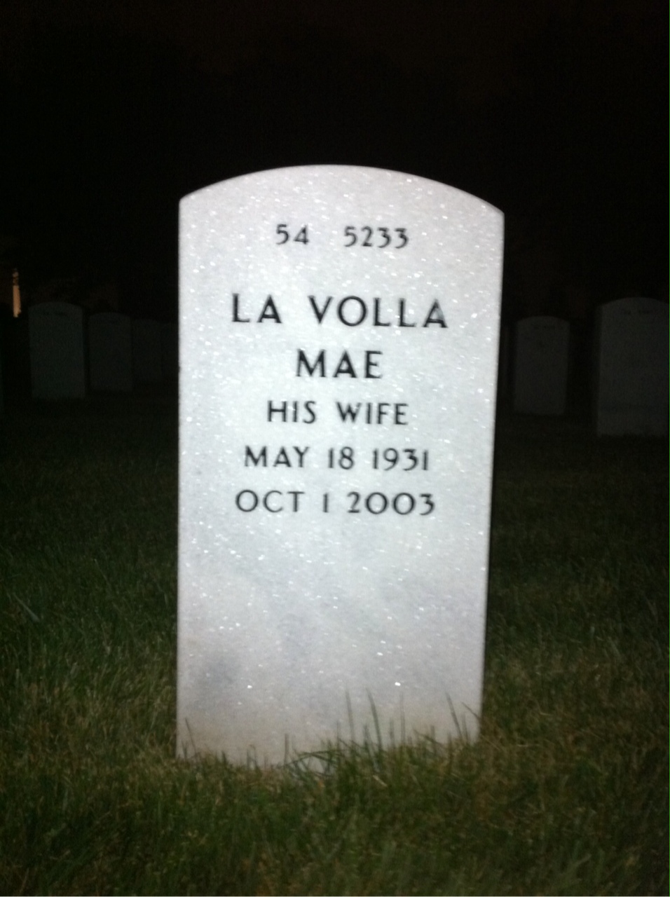 Back of headstone — Taylor Demun