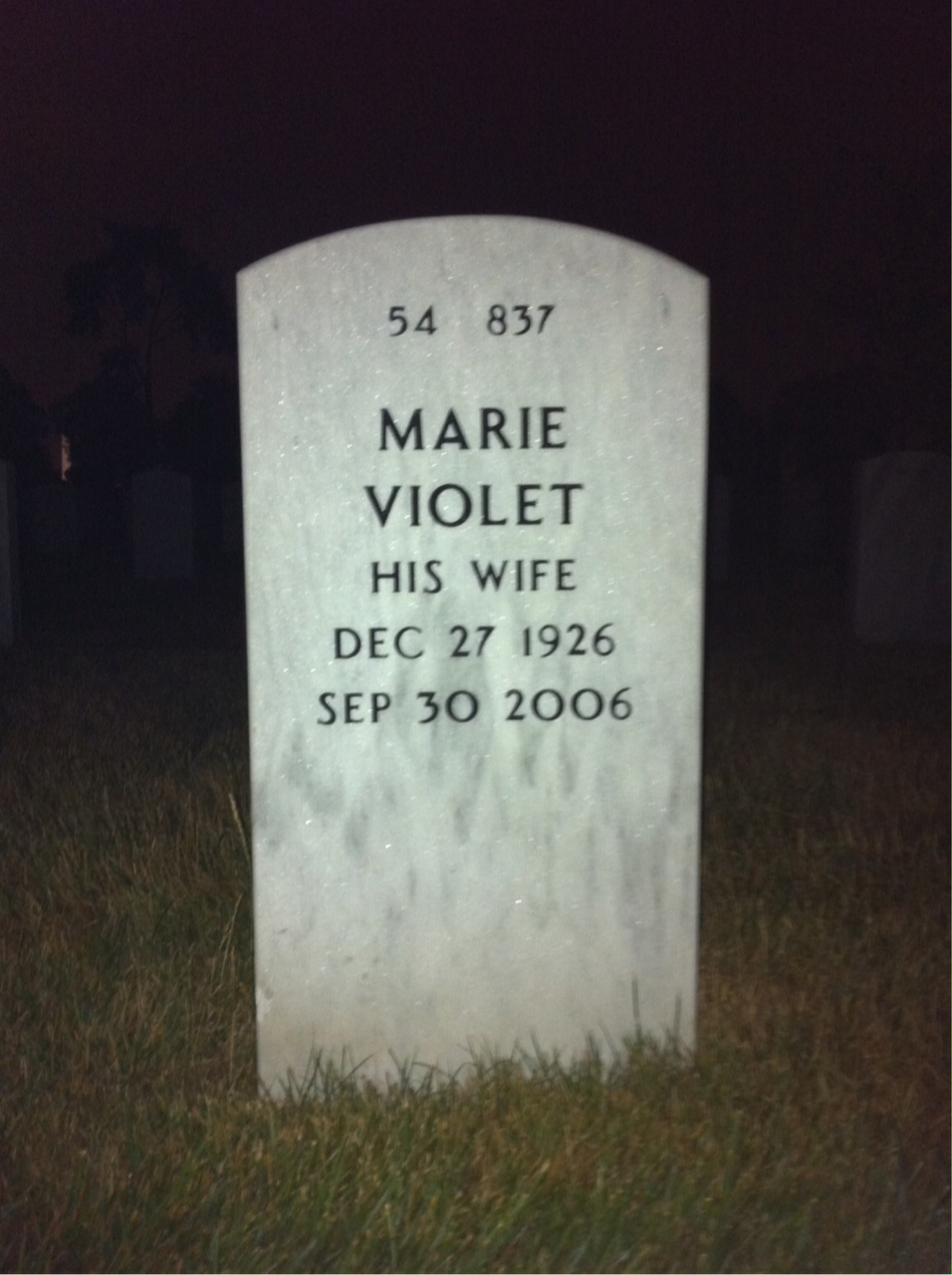 Back of headstone — Elmer Marlette