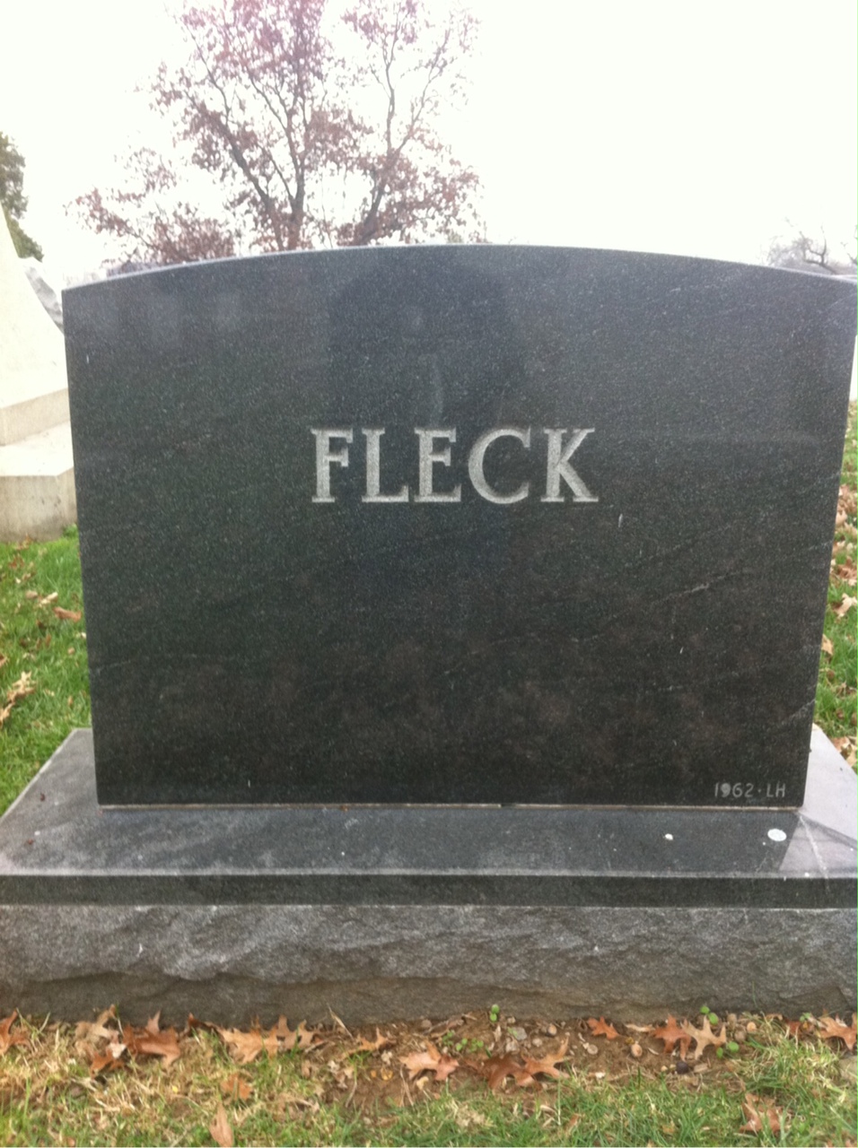 Back of headstone — Francis Fleck