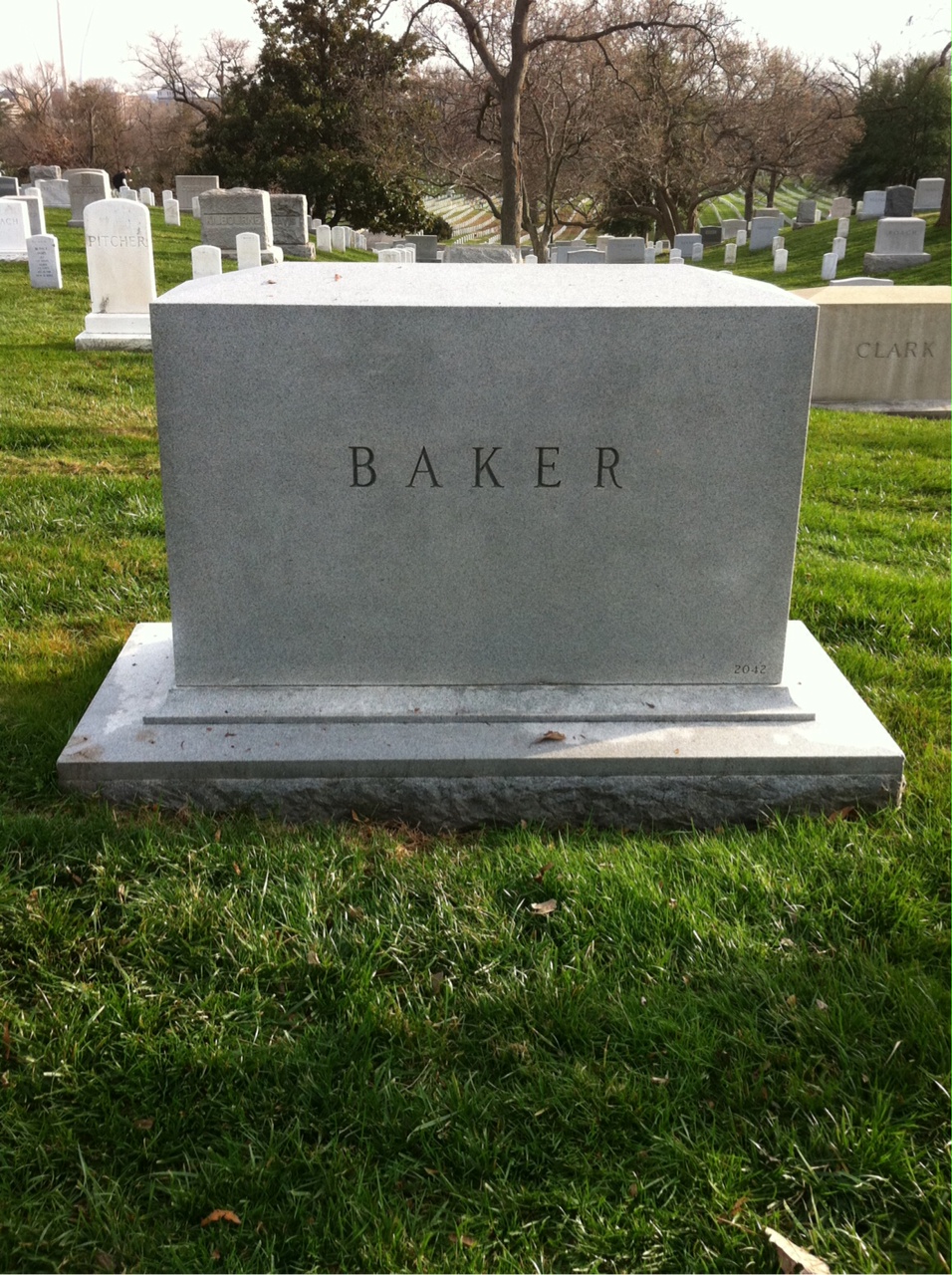 Back of headstone — Frances Baker