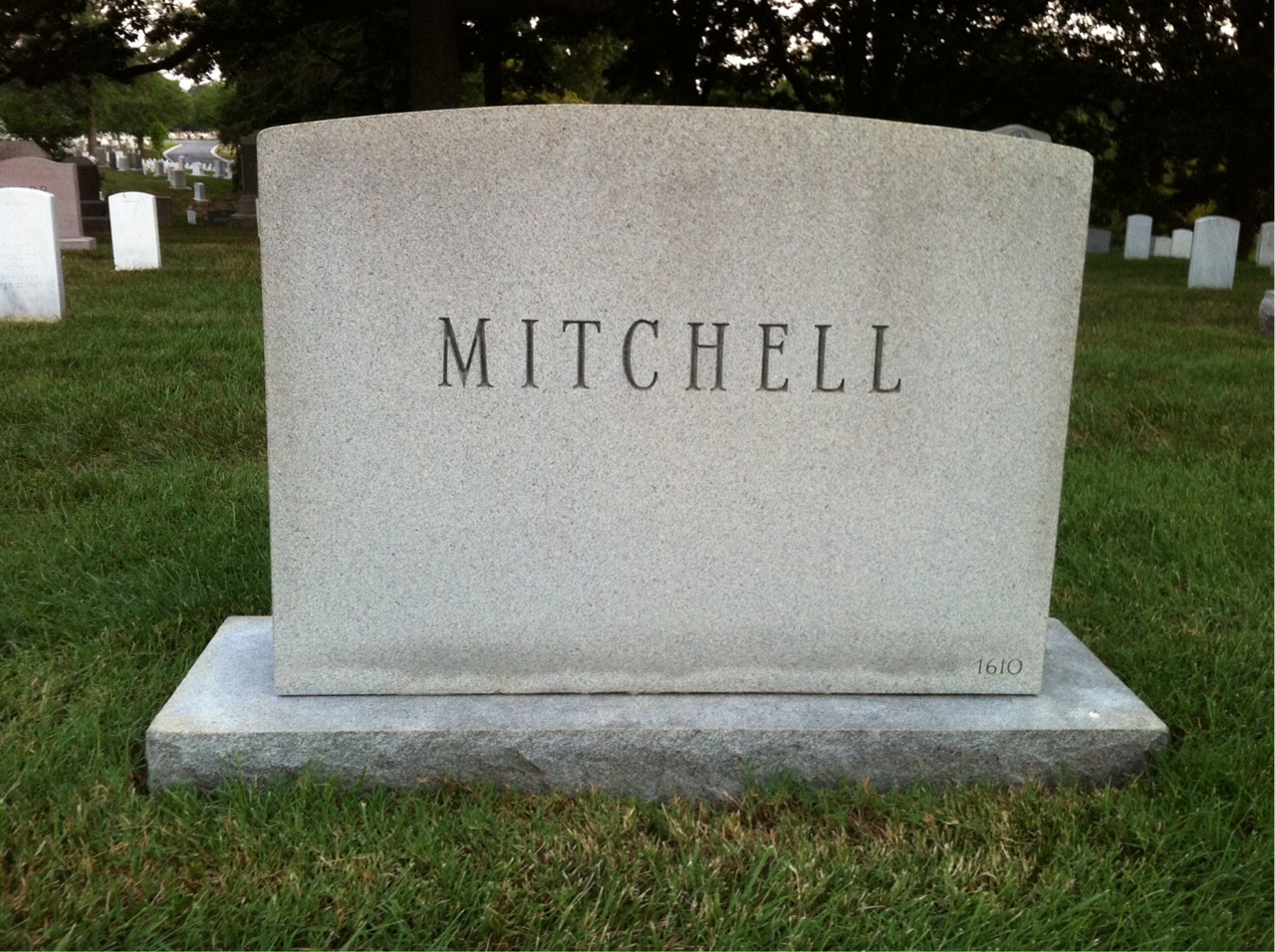 Back of headstone — Ezra Mitchell