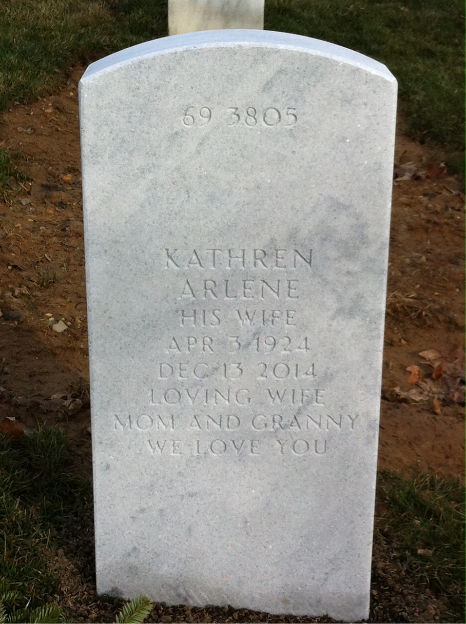 Back of headstone — Samuel Harrington