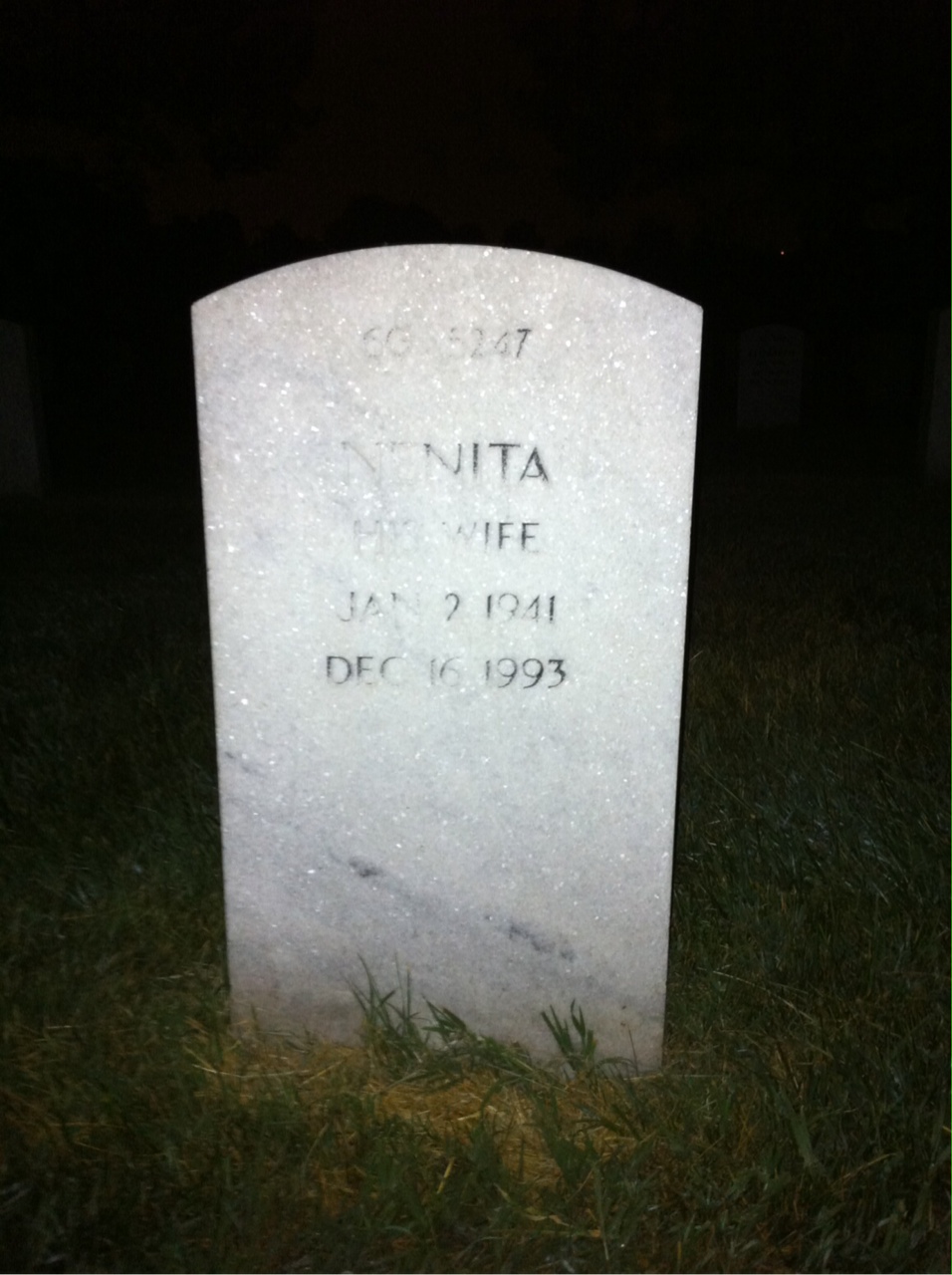 Back of headstone — Nenita Mugol