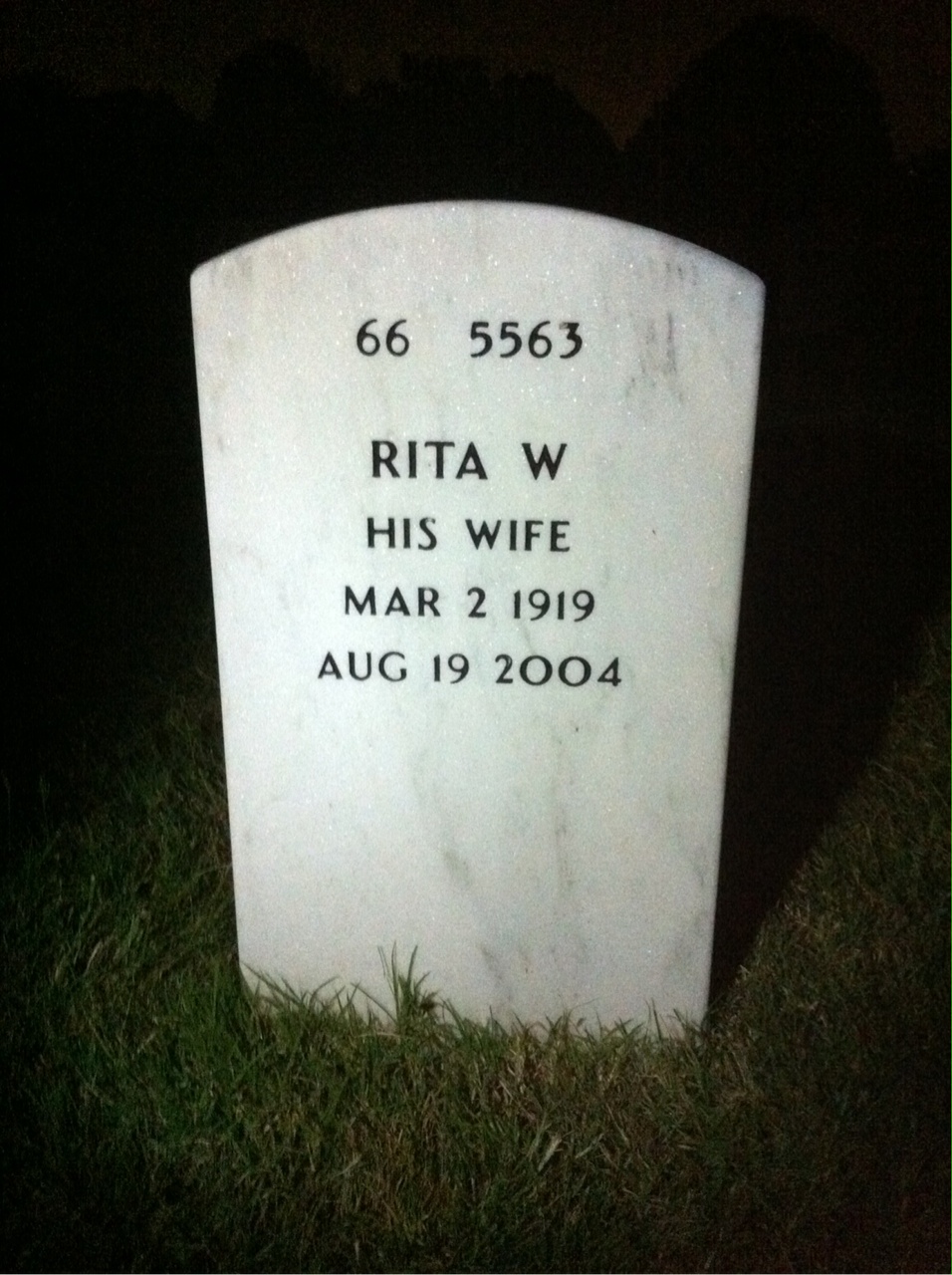 Back of headstone — Warren Vandervoort