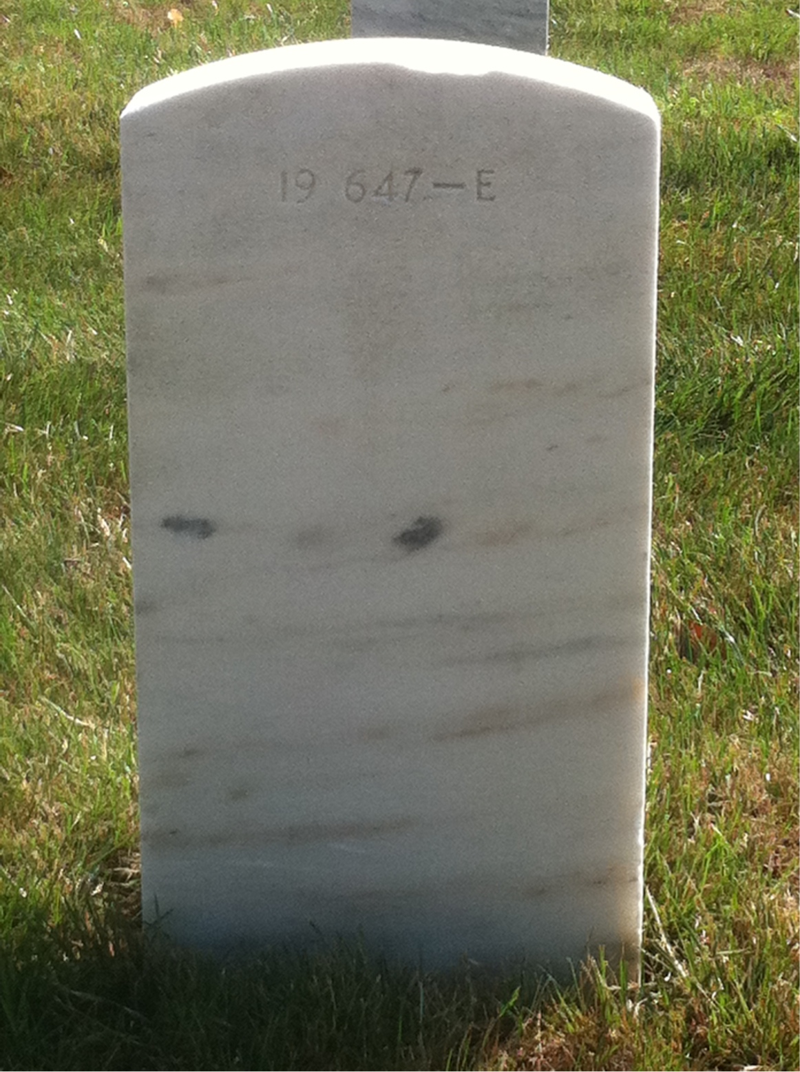 Back of headstone — Earl Baker