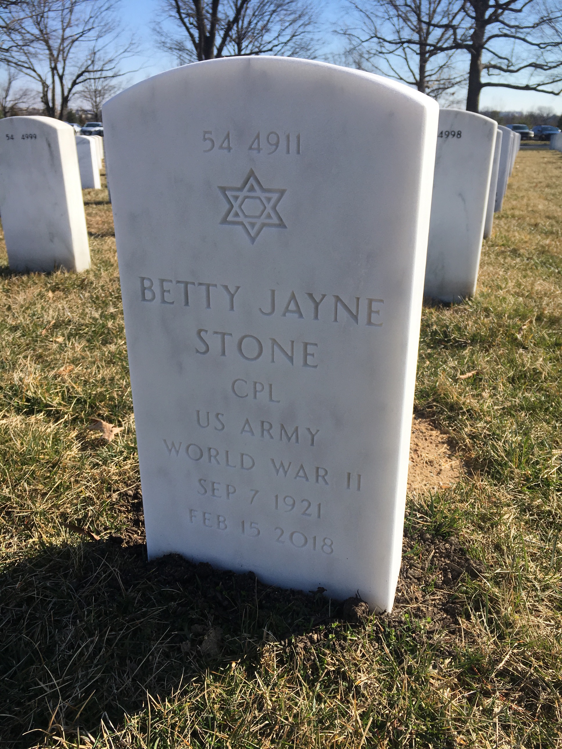 Back of headstone — Marshall Stone
