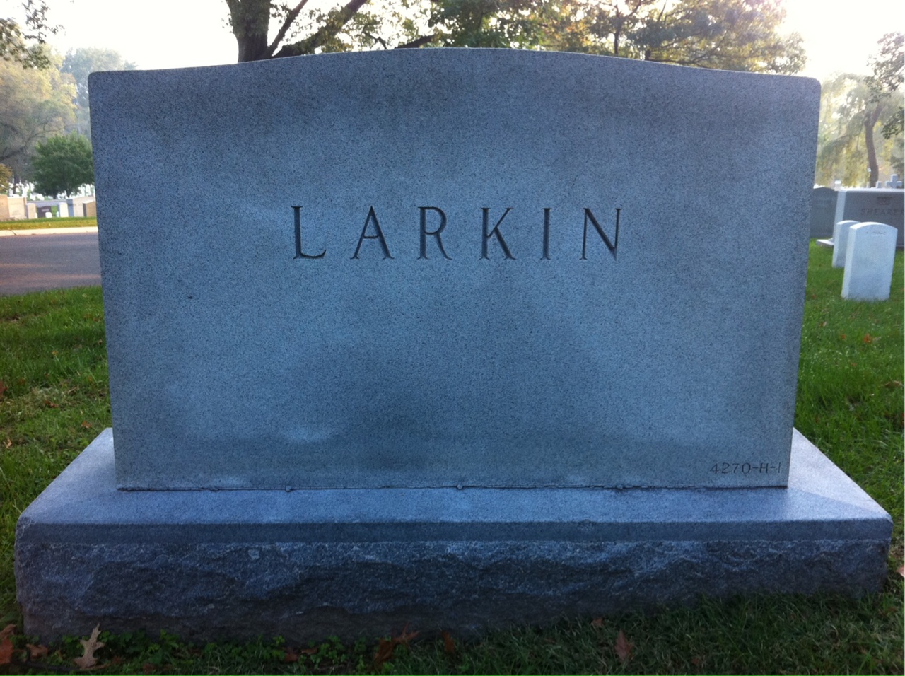 Back of headstone — Thomas B Larkin