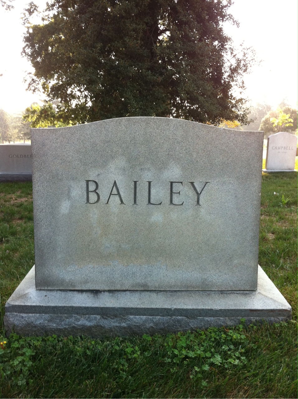 Back of headstone — Edward Bailey
