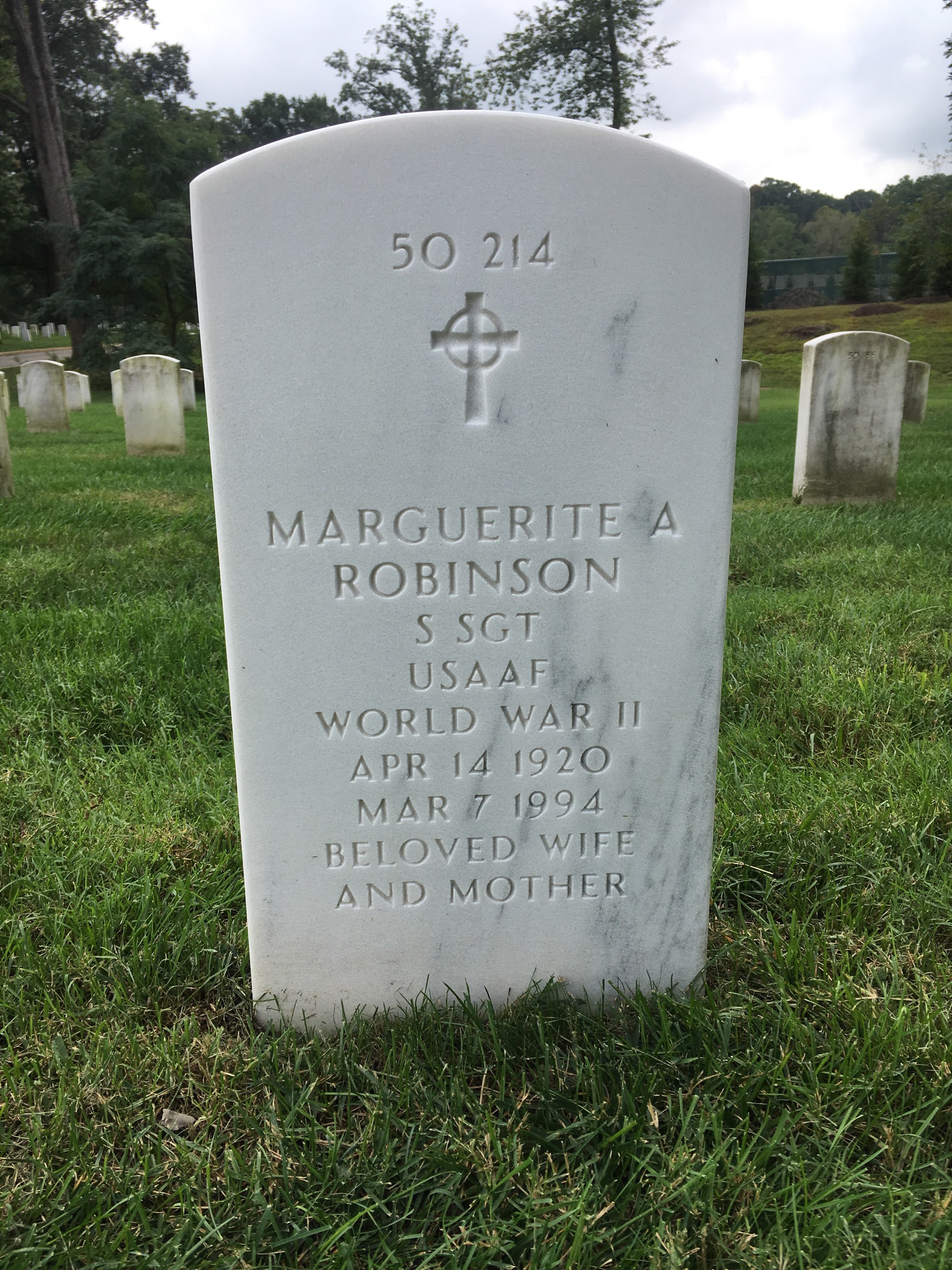 Back of headstone — William P Robinson