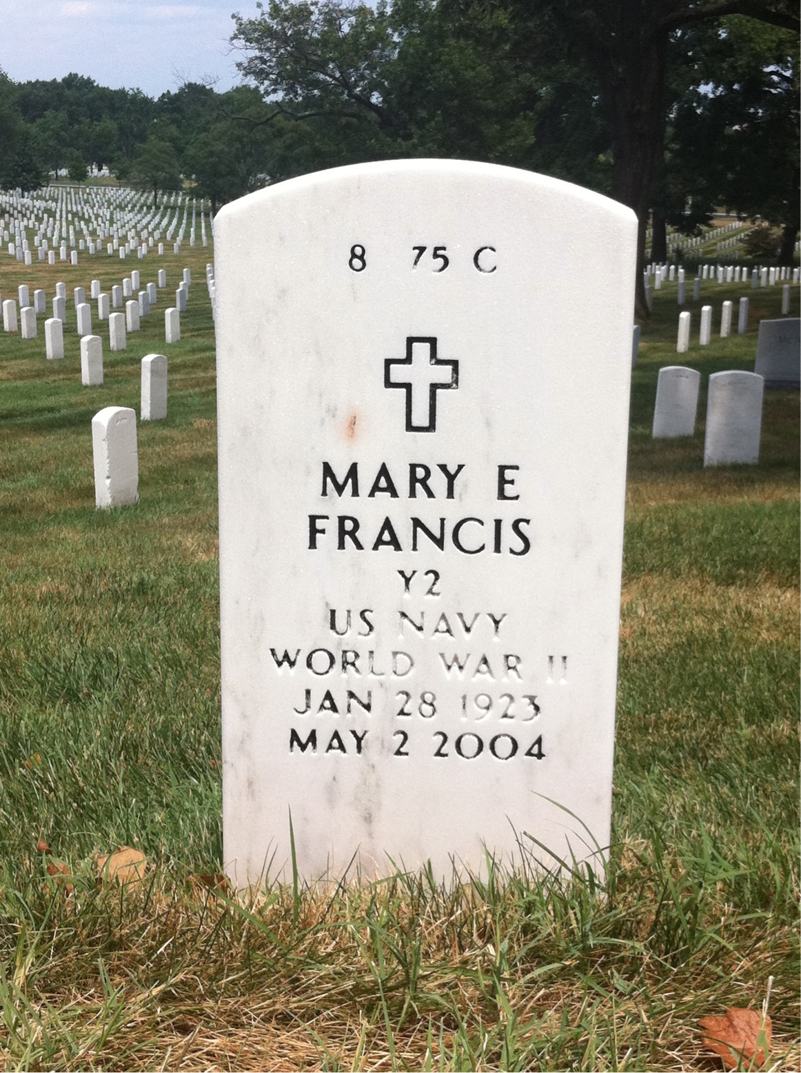 Back of headstone — Charles Francis