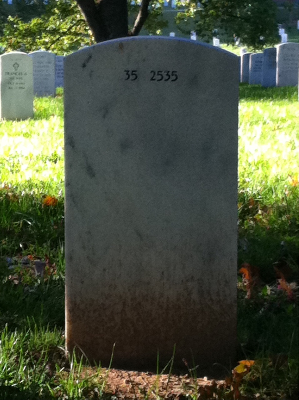 Back of headstone — William T Smith
