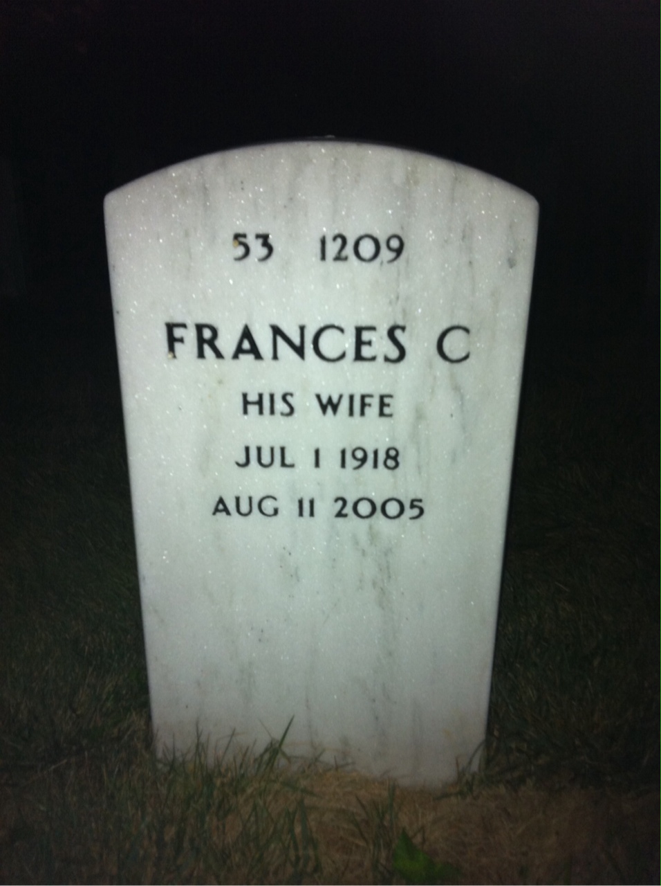 Back of headstone — William Cox