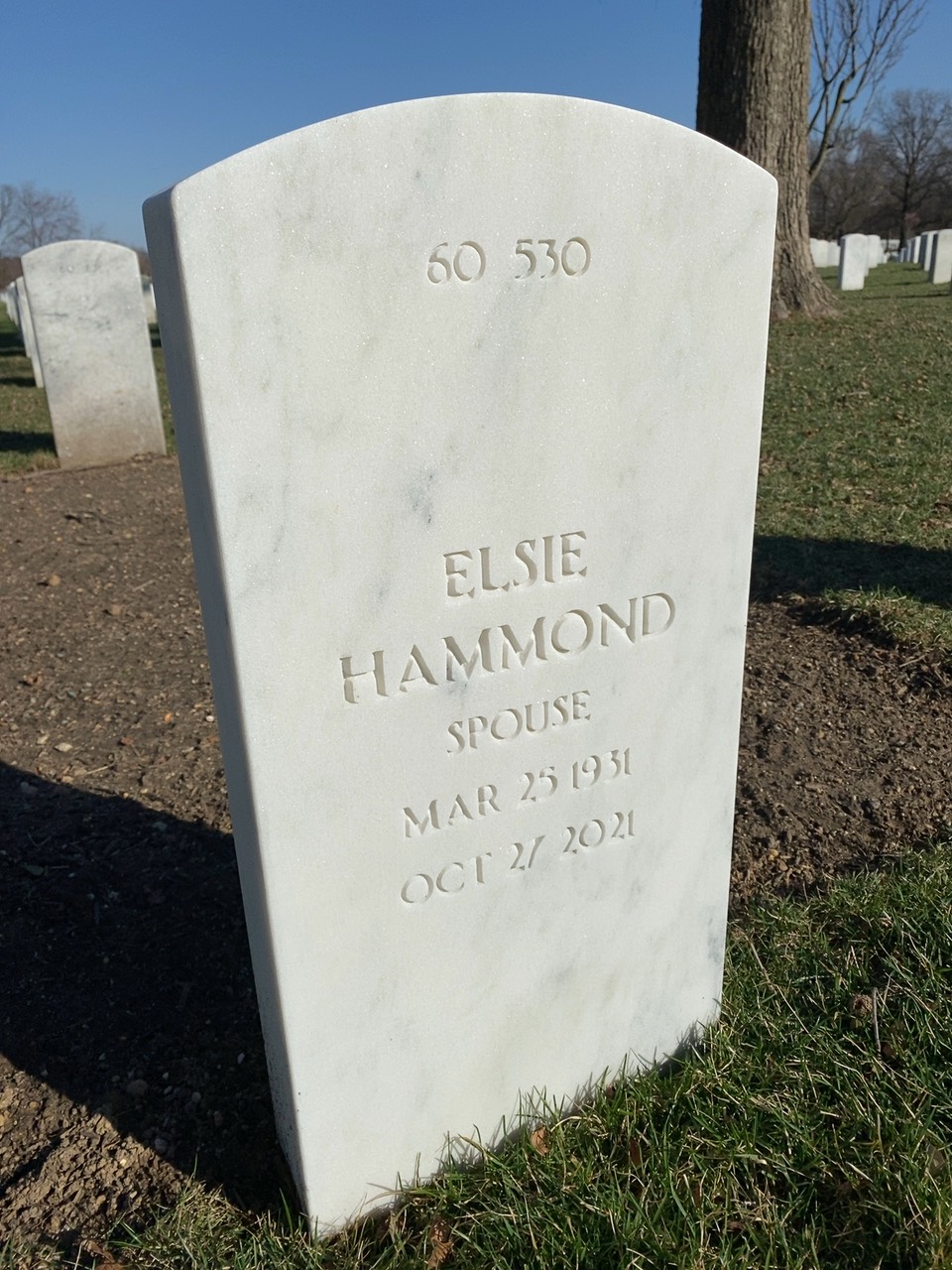 Back of headstone — Arthur Hammond