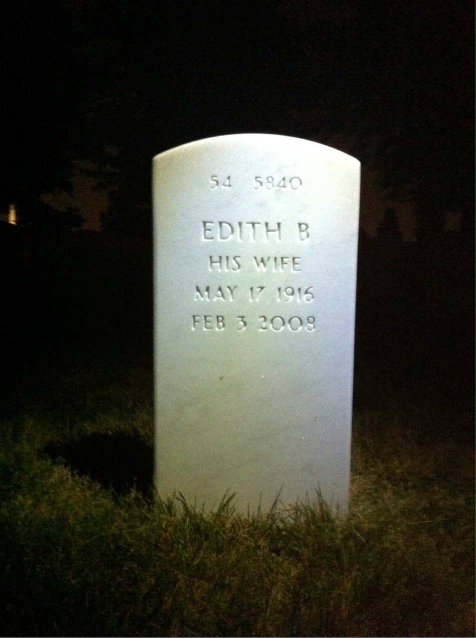 Back of headstone — Joe Alexander