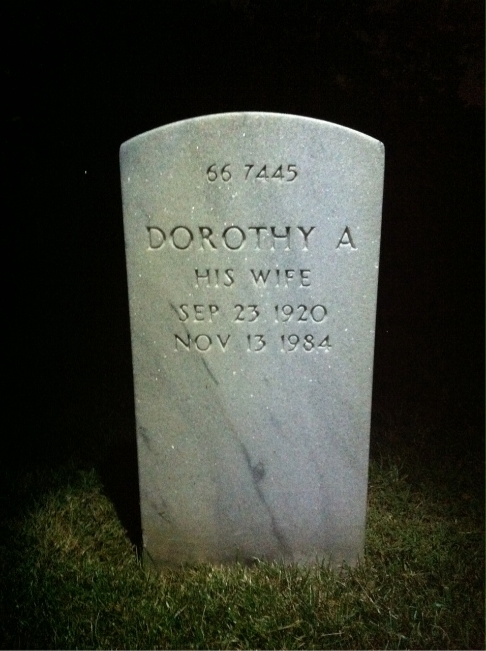 Back of headstone — Dorothy Ashbaker