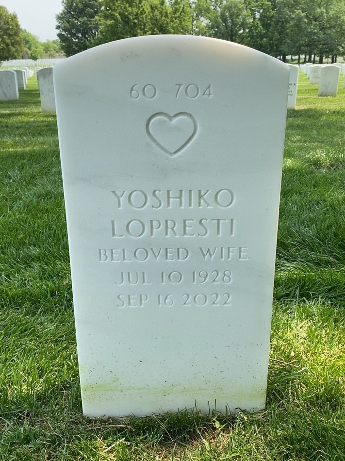 Back of headstone — Joseph Lopresti