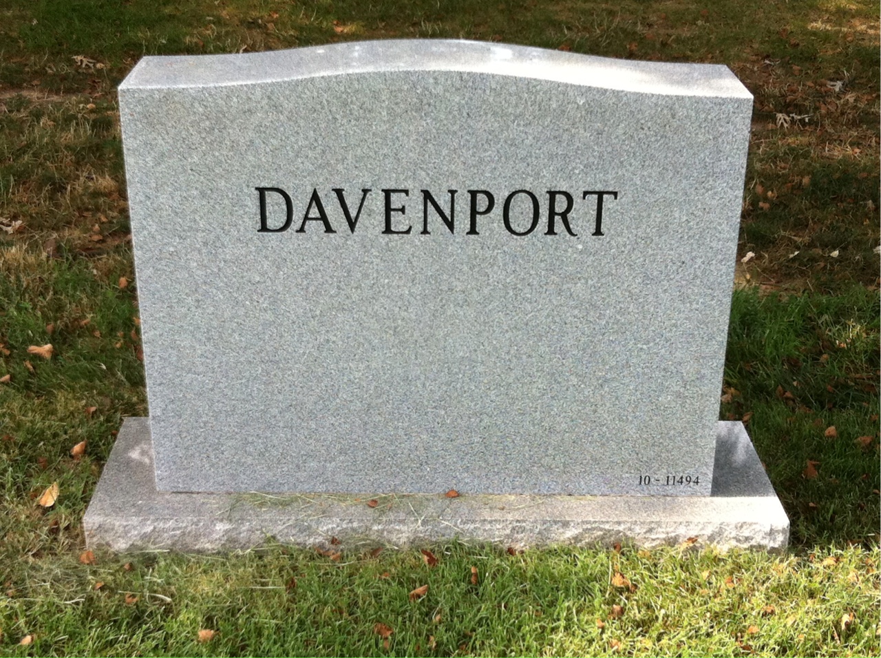 Back of headstone — Clarence Davenport