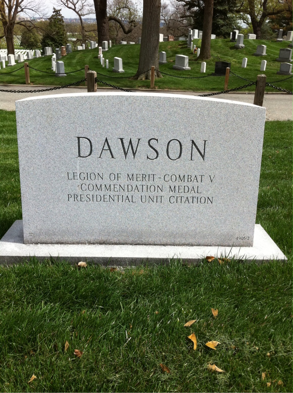 Back of headstone — George Dawson